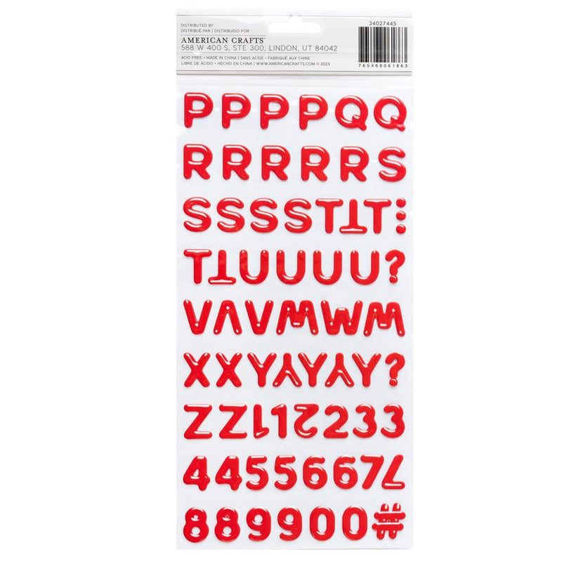 American Crafts - Cutie Pie - Thickers Stickers - Glossy Puffy Alphabet