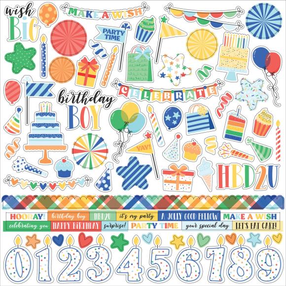 Echo Park - Make A Wish Birthday Boy - Cardstock Sticker 12"x12"