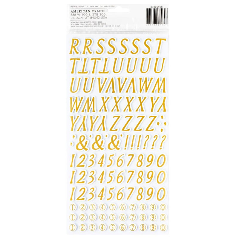 American Crafts - A Perfect Match - Thickers Stickers - Alpha - Gold Foil