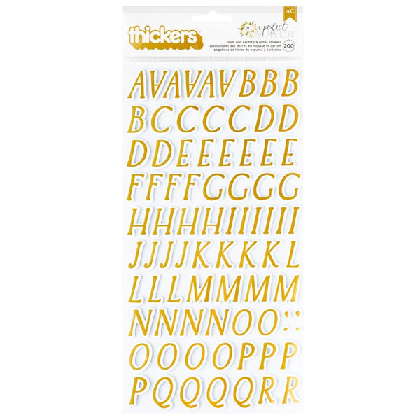 American Crafts - A Perfect Match - Thickers Stickers - Alpha - Gold Foil