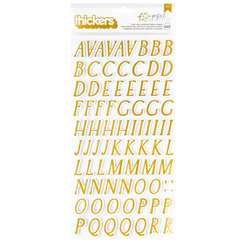 American Crafts - A Perfect Match - Thickers Stickers - Alpha - Gold Foil
