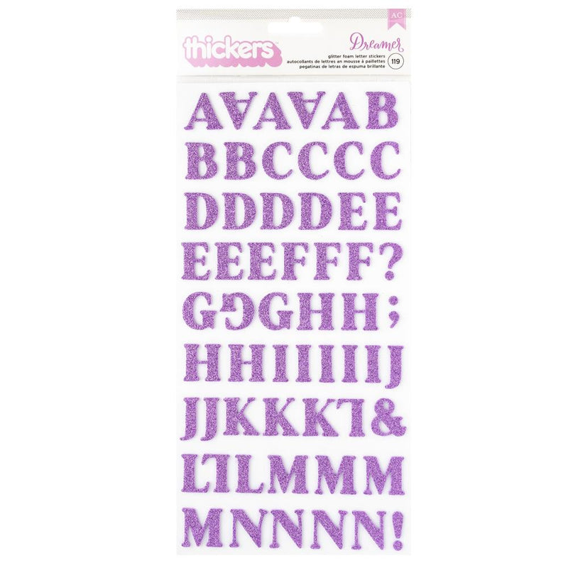 American Crafts - Dreamer - Thickers Stickers - Alpha - Glitter
