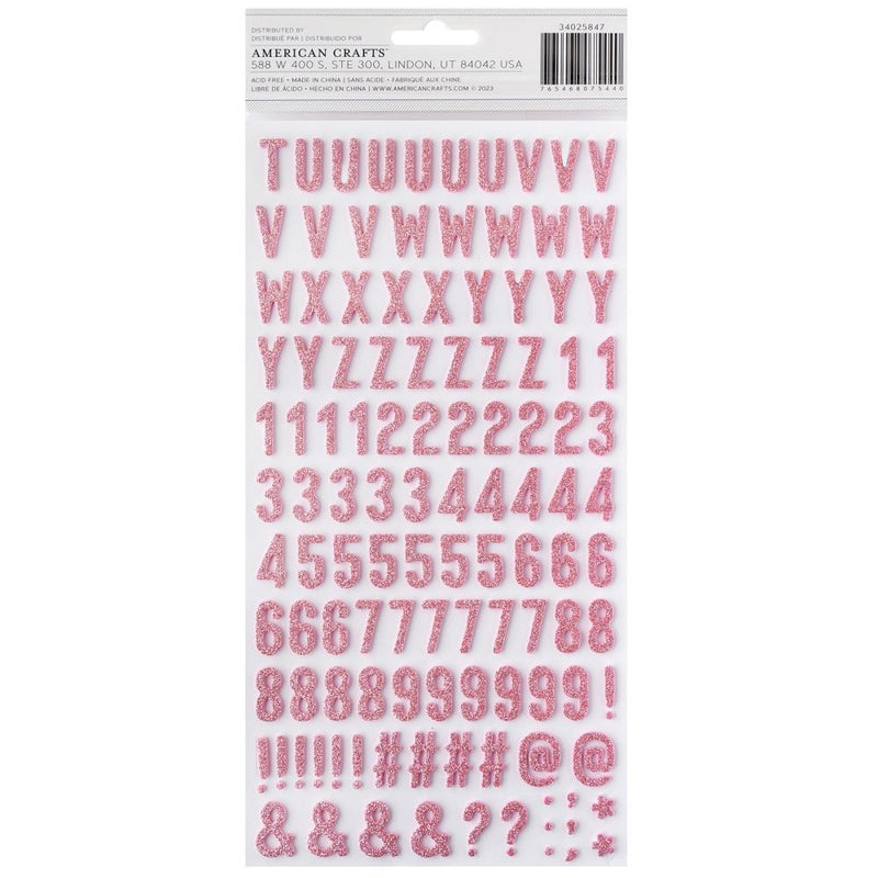 American Crafts - Life Of The Party - Thickers Stickers - Pink Glitter Alpha