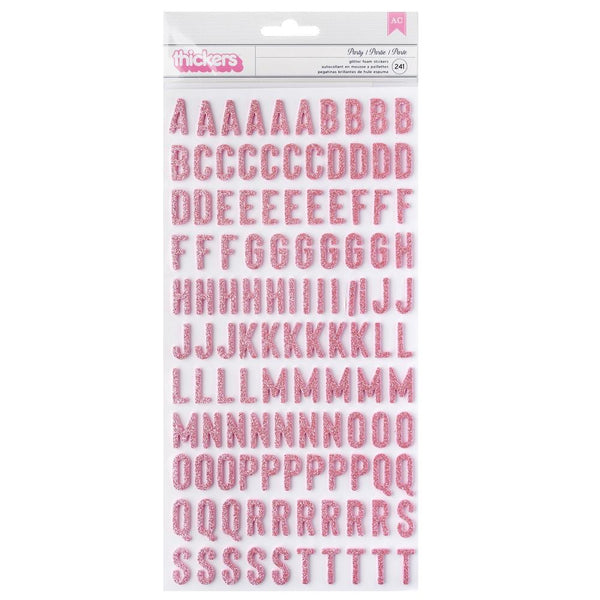American Crafts - Life Of The Party - Thickers Stickers - Pink Glitter Alpha