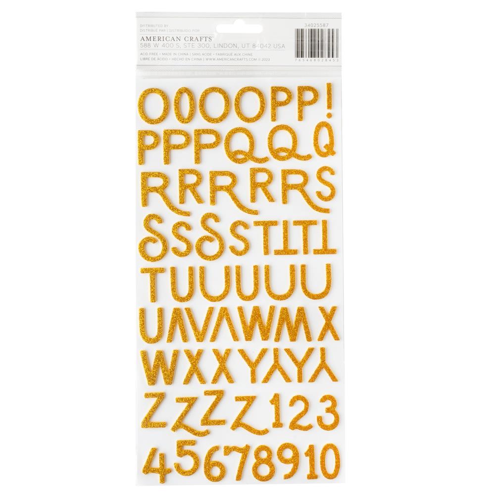 April And Ivy - Thickers Stickers - Alpha - Gold Glitter