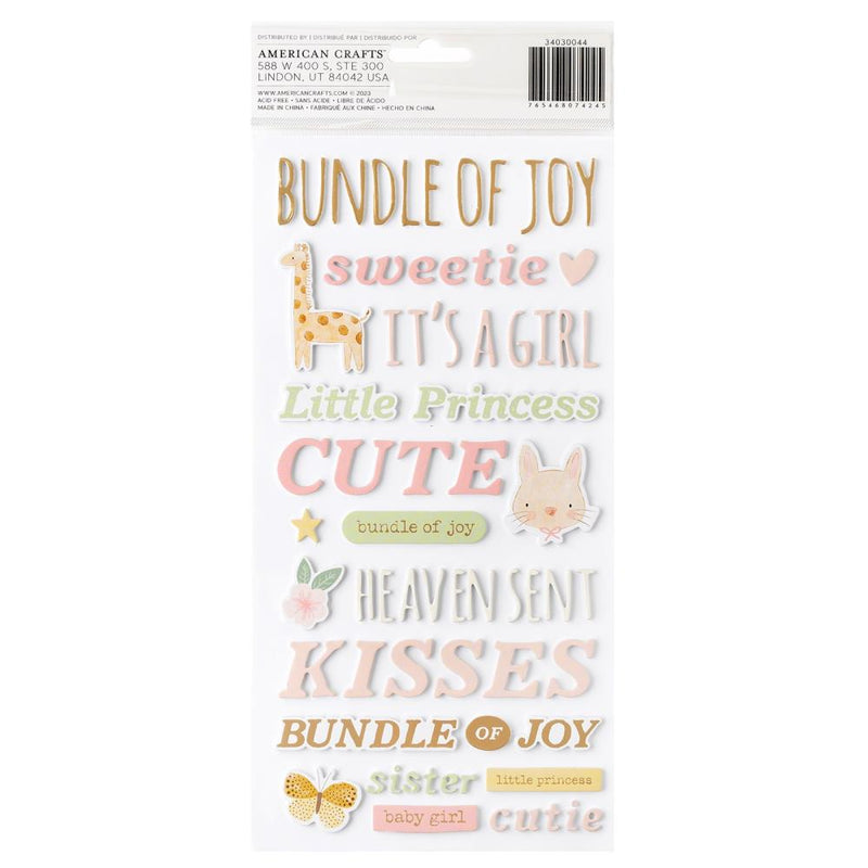 American Crafts - Hello Little Girl - Thickers Stickers - Phrase