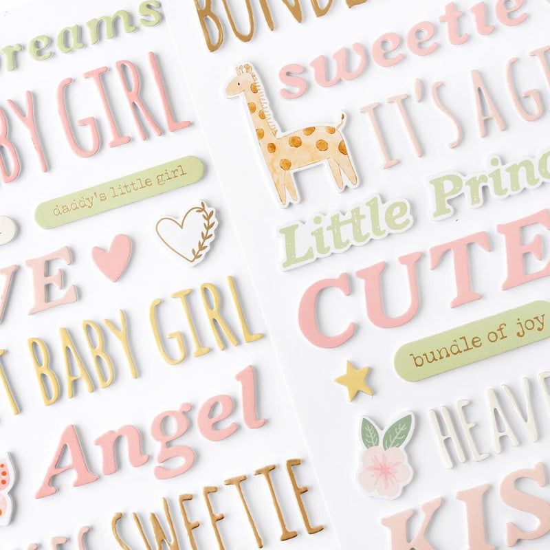 American Crafts - Hello Little Girl - Thickers Stickers - Phrase