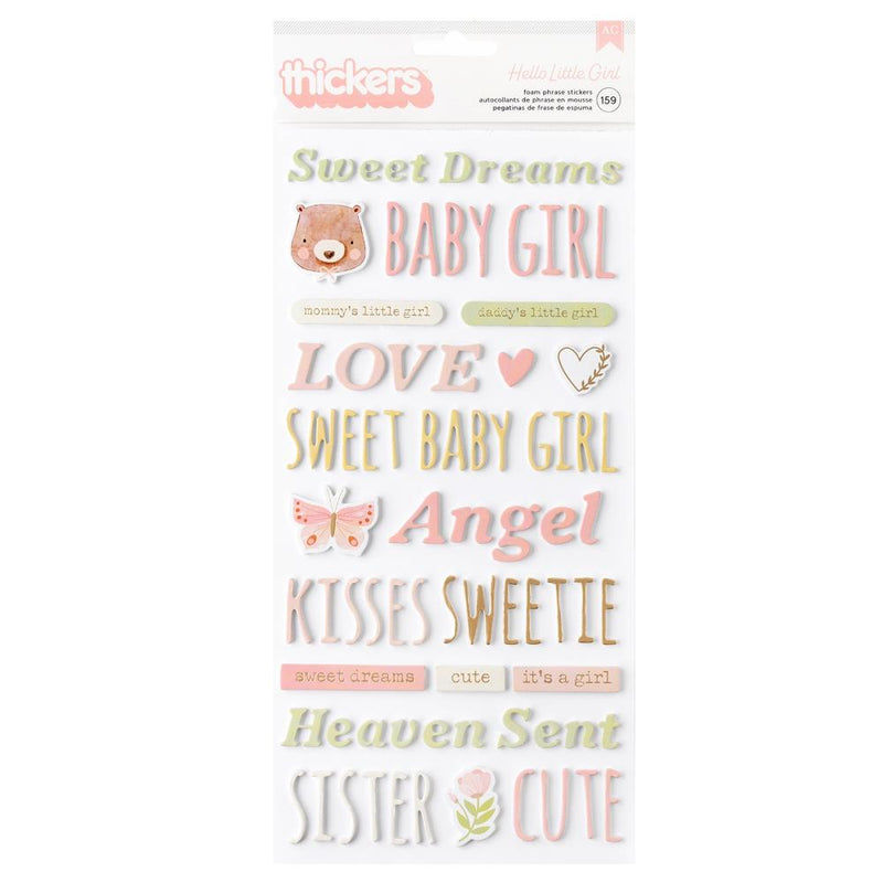 American Crafts - Hello Little Girl - Thickers Stickers - Phrase