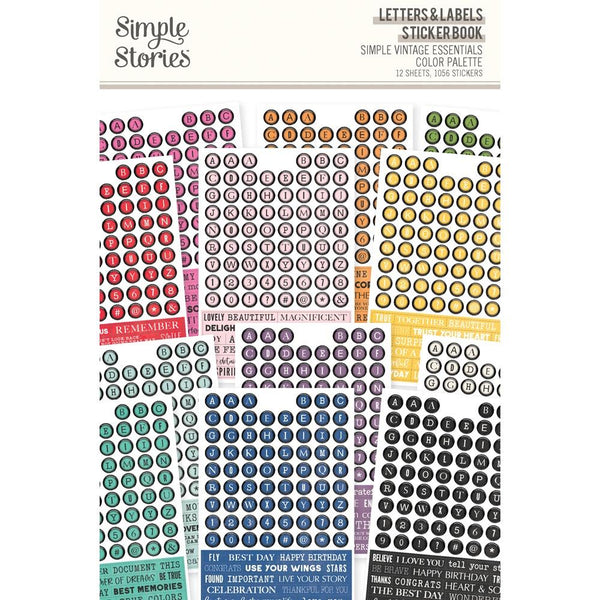 Simple Stories - Simple Vintage Essentials Color Palette - Sticker Book - Letters & Labels