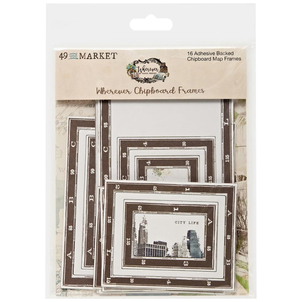 49 And Market - Wherever - Chipboard Set - Map Frames