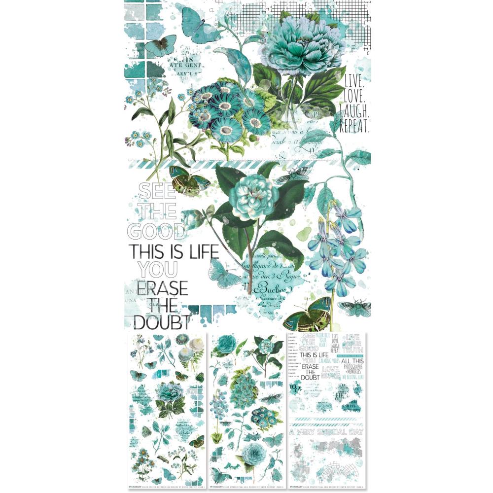 49 And Market - Color Swatch: Teal - Rub-On Transfer Set