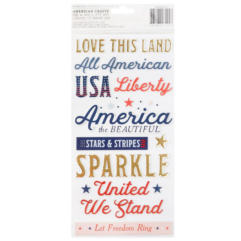 American Crafts - Flags And Frills - Thickers Stickers - Gold Foil Phrase
