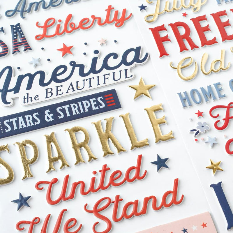 American Crafts - Flags And Frills - Thickers Stickers - Gold Foil Phrase