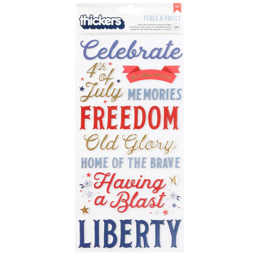 American Crafts - Flags And Frills - Thickers Stickers - Gold Foil Phr ...