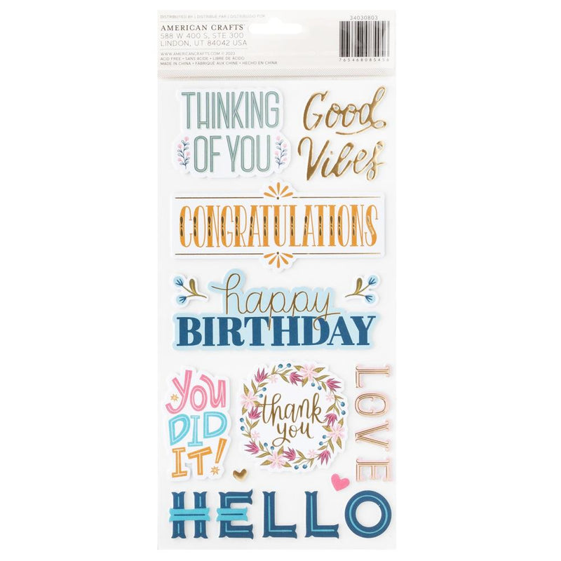 Pink Paislee - Joyful Notes - Thickers Stickers - Gold Foil Phrase