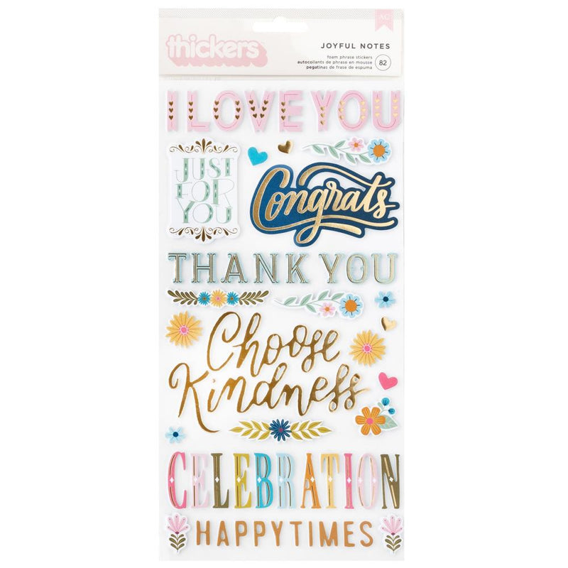 Pink Paislee - Joyful Notes - Thickers Stickers - Gold Foil Phrase