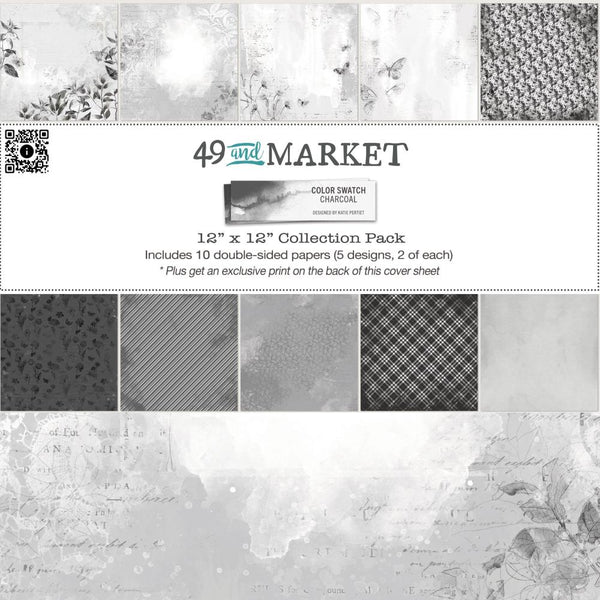 49 And Market - Color Swatch: Charcoal - Collection Pack 12"X12"