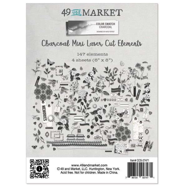 49 And Market - Color Swatch: Charcoal - Mini Laser Cut Outs Elements