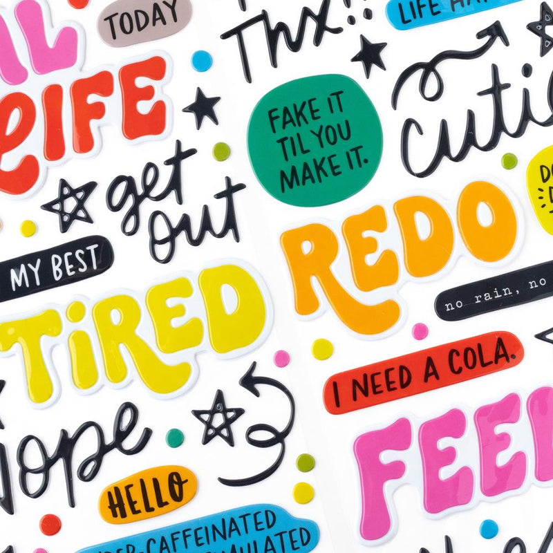 American - Crafts Whatevs - Thickers Stickers - Phrase - Glossy Puffy