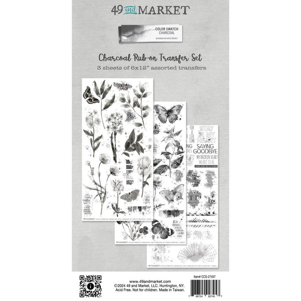 49 And Market - Color Swatch: Charcoal - Rub-On Transfer Set