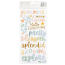 Pebbles - Sunny Bloom - Thickers Stickers - Phrase - Gold Foil Foam