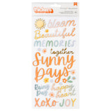 Pebbles - Sunny Bloom - Thickers Stickers - Phrase - Gold Foil Foam