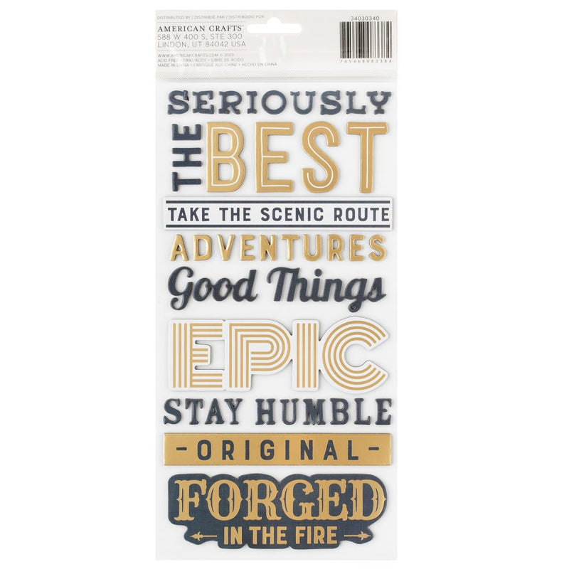 American Crafts - Crafts Cedar House - Thickers Stickers - Gold Foil Phrase