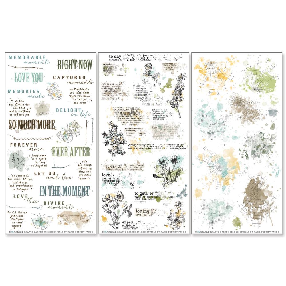 49 And Market - Krafty Garden - Rub-On Transfer Set - Essentials