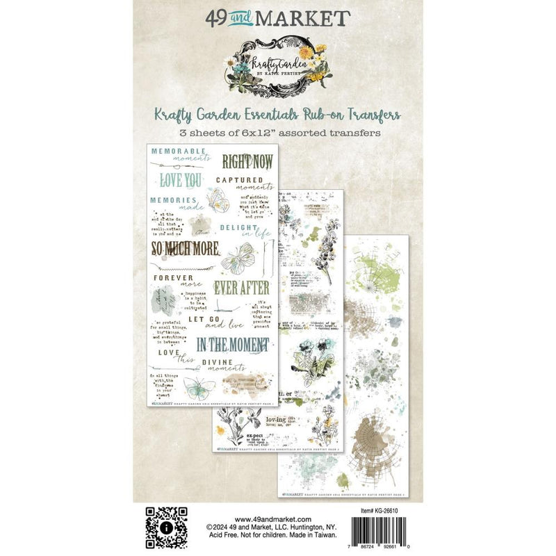 49 And Market - Krafty Garden - Rub-On Transfer Set - Essentials