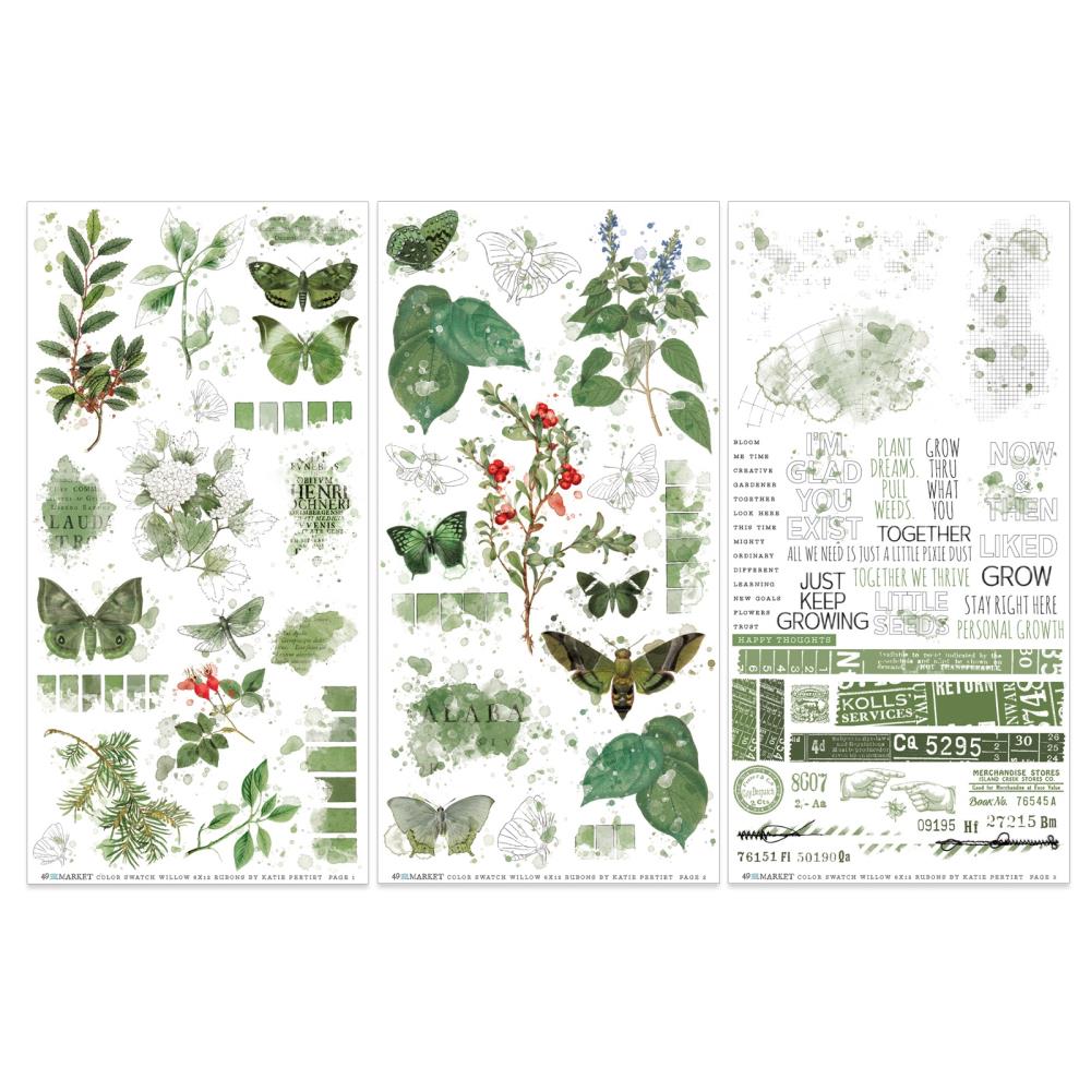 49 And Market - Color Swatch: Willow - Rub-On Transfer Set