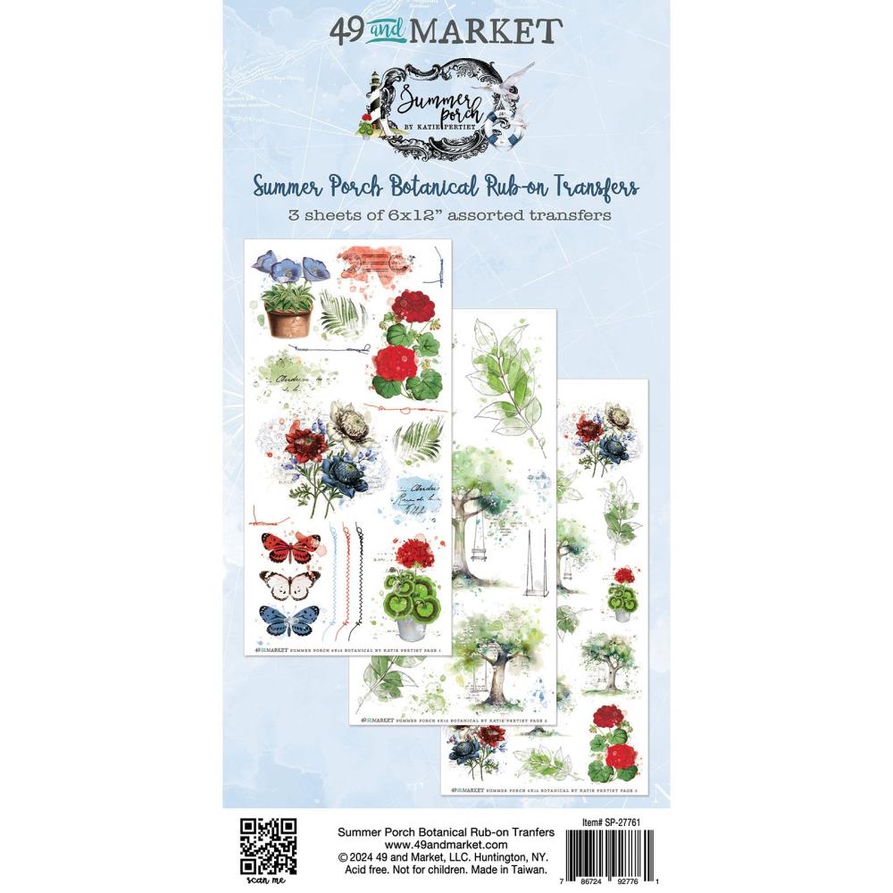 49 And Market - Summer Porch - Rub-on Transfer Set - Botanical