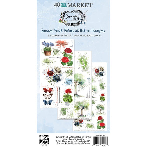 49 And Market - Summer Porch - Rub-on Transfer Set - Botanical