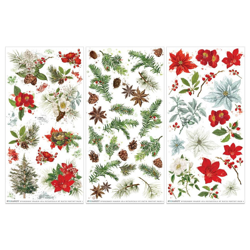 49 And Market - Evergreen Season - Rub-On Transfer Set - Botanical