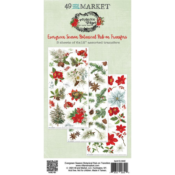 49 And Market - Evergreen Season - Rub-On Transfer Set - Botanical