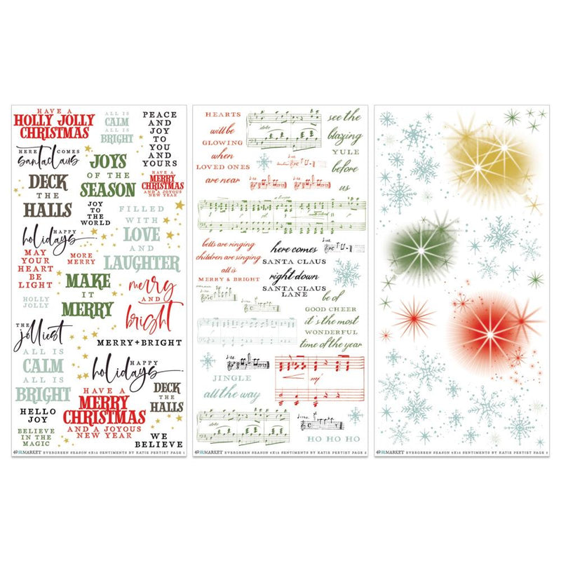 49 And Market - Evergreen Season - Rub-On Transfer Set - Sentiments