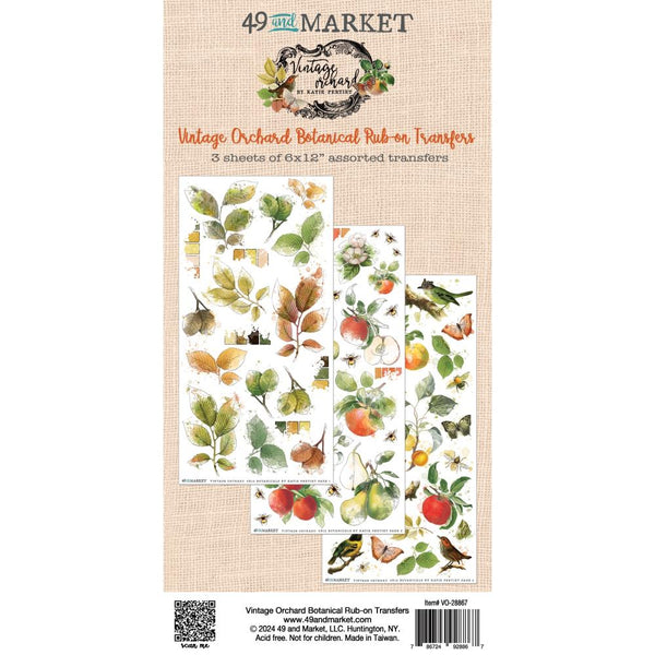 49 And Market - Vintage Orchard - Rub-On Transfer Set - Botanical