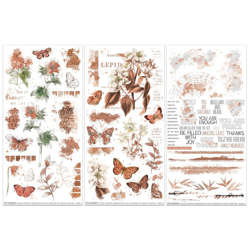 49 And Market - Color Swatch: Terracotta - Rub-On Transfer Set