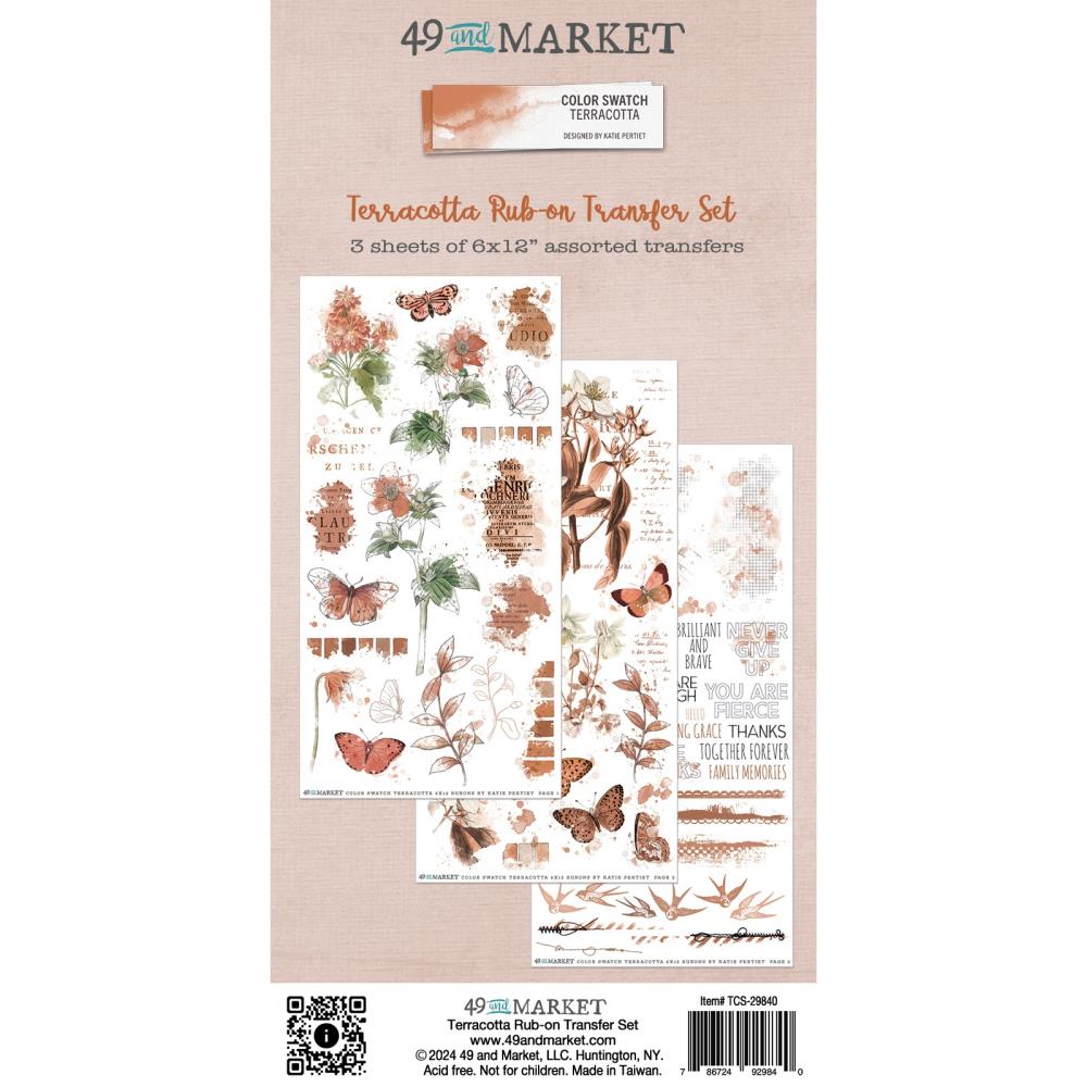 49 And Market - Color Swatch: Terracotta - Rub-On Transfer Set