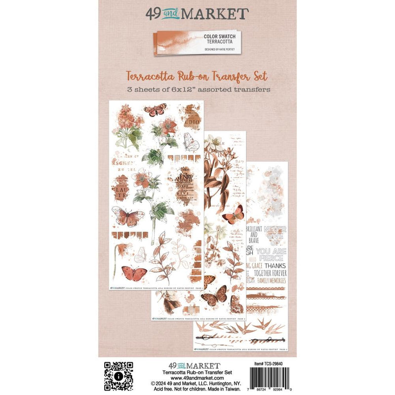 49 And Market - Color Swatch: Terracotta - Rub-On Transfer Set