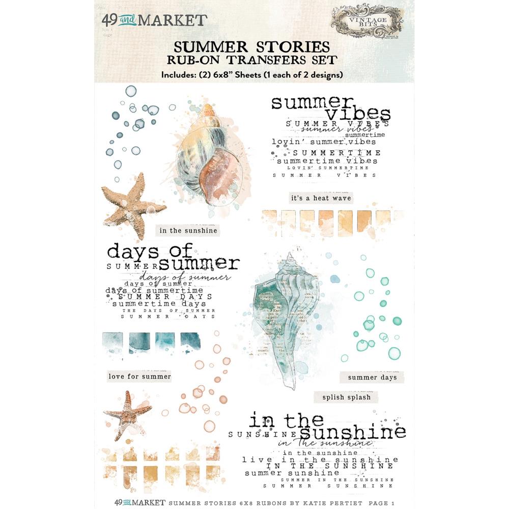 49 And Market - Rub-On Transfer Set 6"X8" - Summer Stories