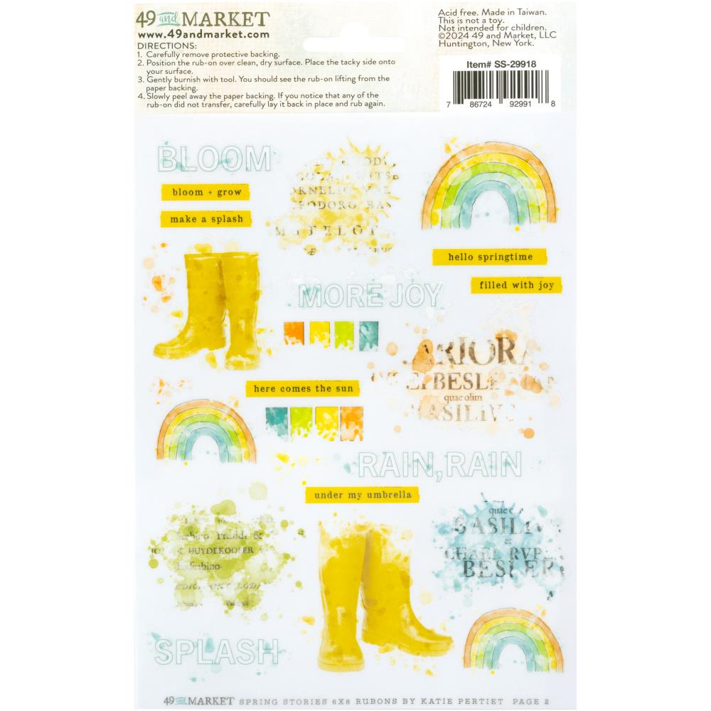 49 And Market - Rub-On Transfer Set 6"X8" - Spring Stories