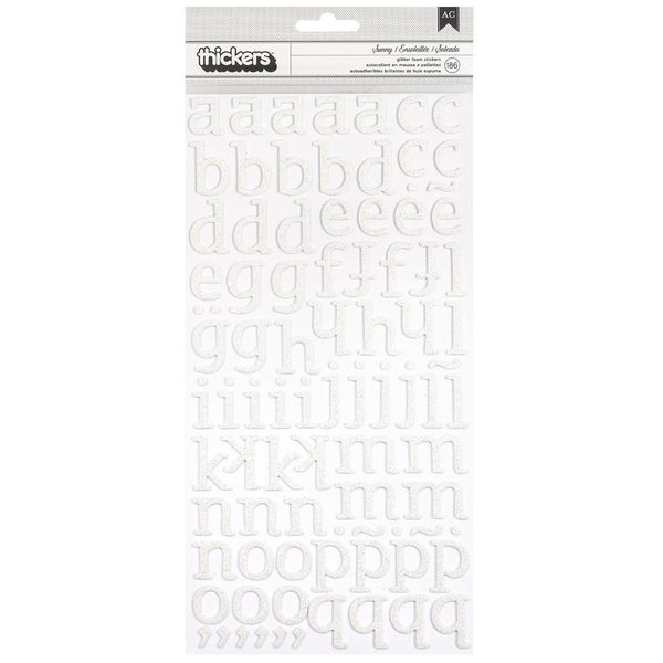 American Crafts - Thickers Glitter Foam Stickers - Sunny - White
