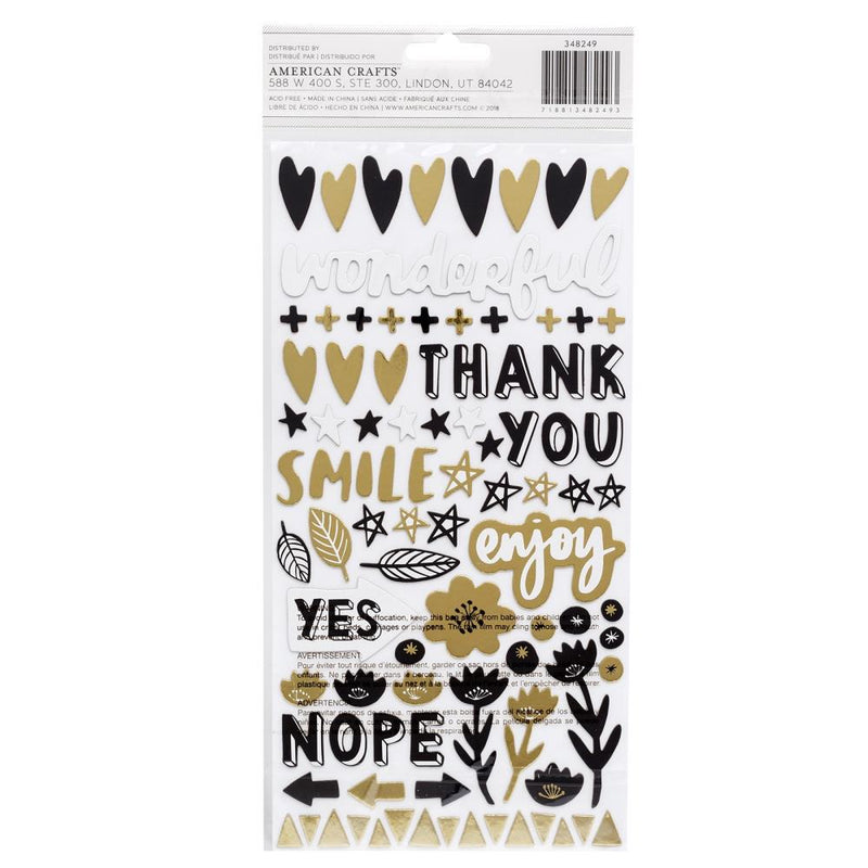 Amy Tangerine - Shine On - Thickers Stickers - Miscellanea Phrase - Gold Foiled Chipboard