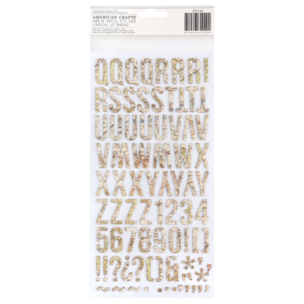 American Crafts - Thickers Stickers - Abroad Everywhere Map