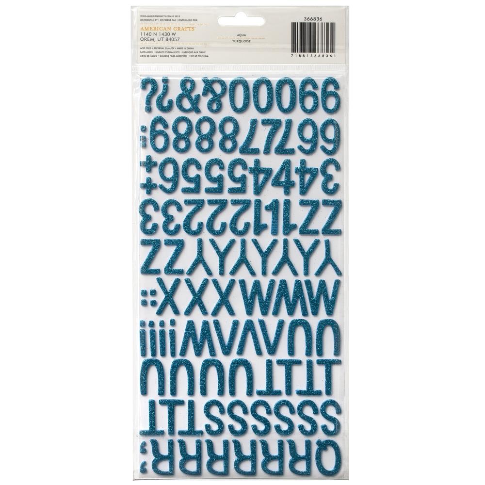 Amy Tangerine - Plus One - Thickers Alpha Stickers - Other Half - Aqua Glitter Foam