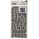 American Crafts - Thickers Chipboard Flocked Stickers - Letterman - Black