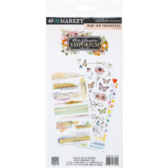 49 And Market - The Flower Emporium - Rub-On Transfer Set - Essentials