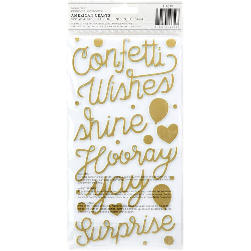 American Crafts - Confetti Wishes - Thickers Stickers - Get Together Phrases - Mint & Coral Foam