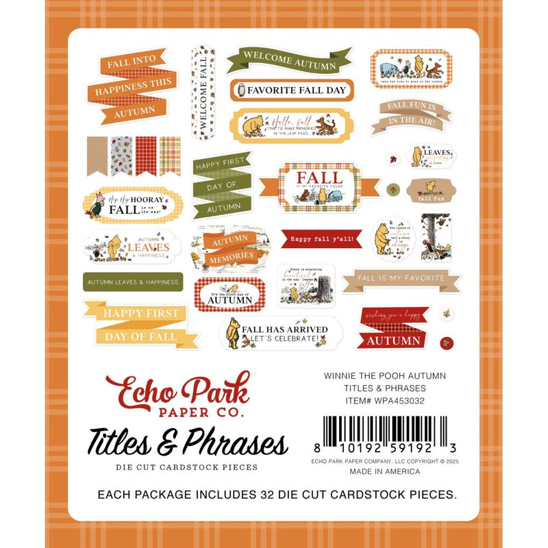 ***Pre-Order*** Echo Park - Winnie The Pooh Autumn - Ephemera - Titles & Phrases
