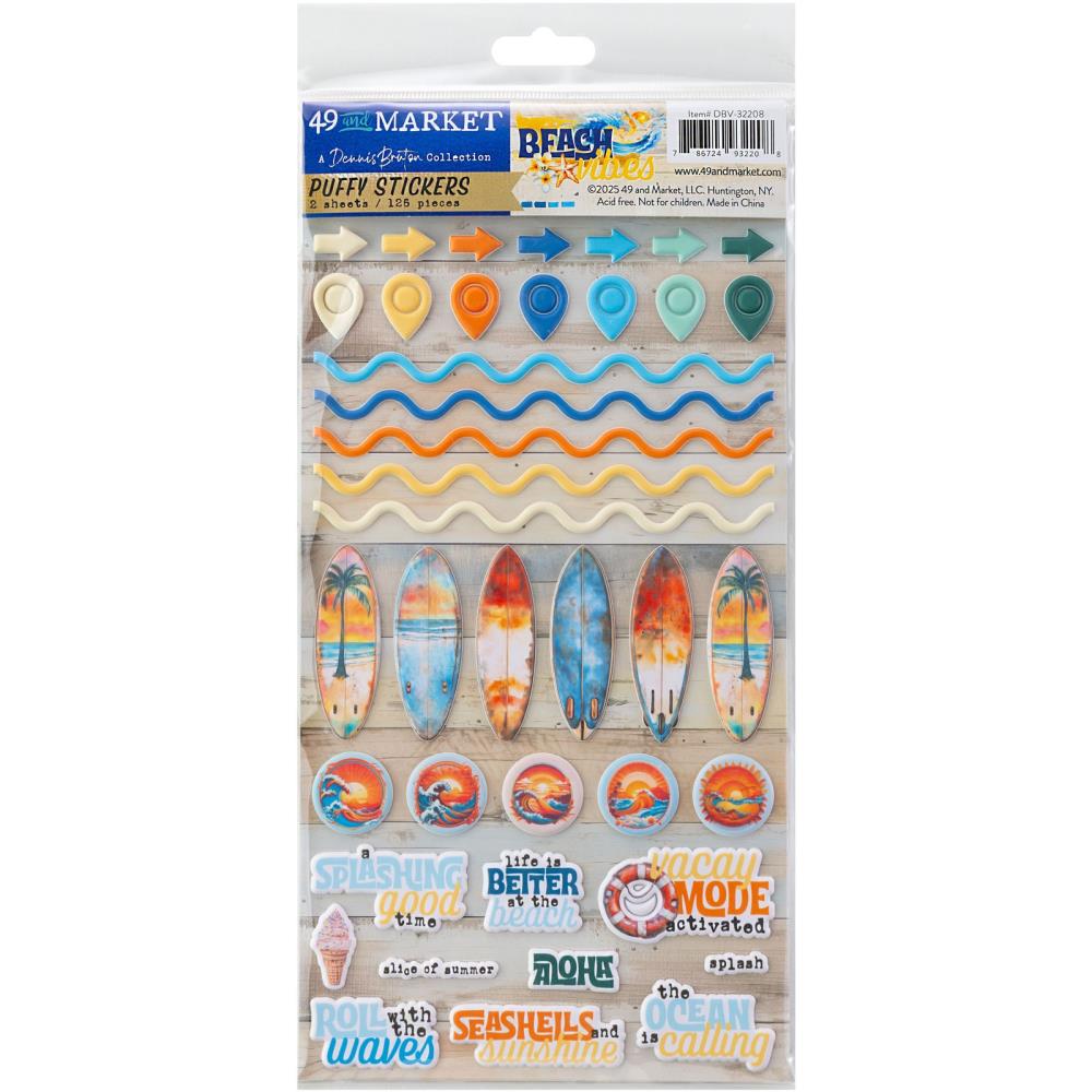 49 And Market - Beach Vibes - Puffy Stickers